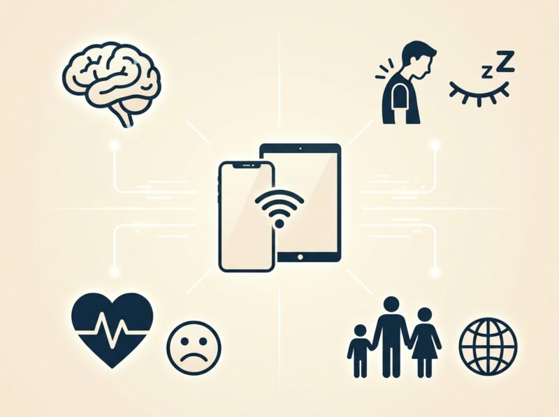 Studies on the General Effects of Using Wireless and Mobile Technology, Devices and Screens.